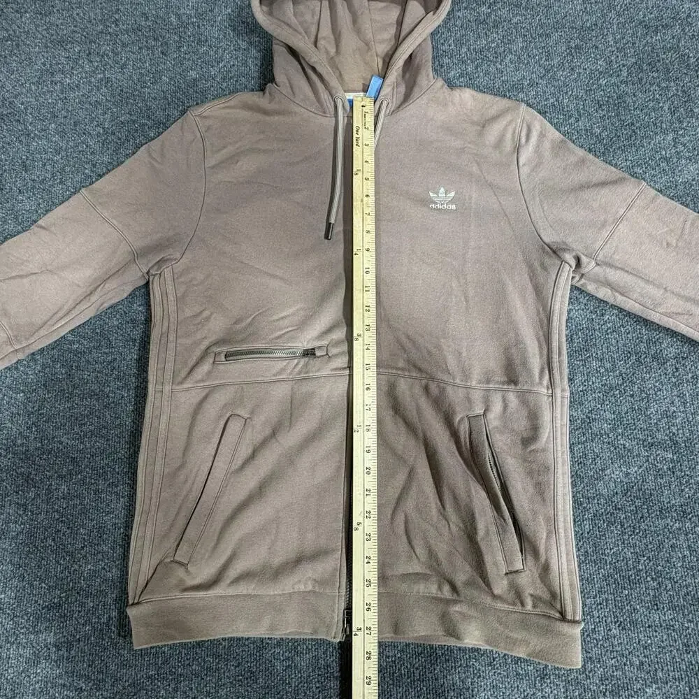 Adidas Hoodie Mens Large Brown Full Zip Trefoil Logo Pockets Sweatshirt